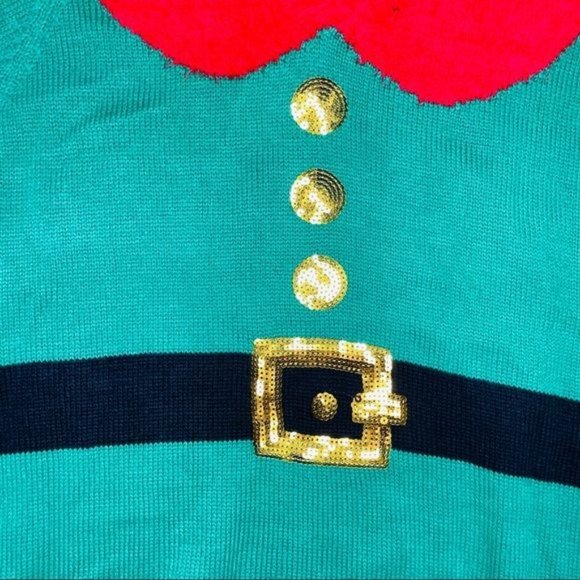 United States sweaters elf hooded poncho with jingle bells size medium oversized - Picture 3 of 4